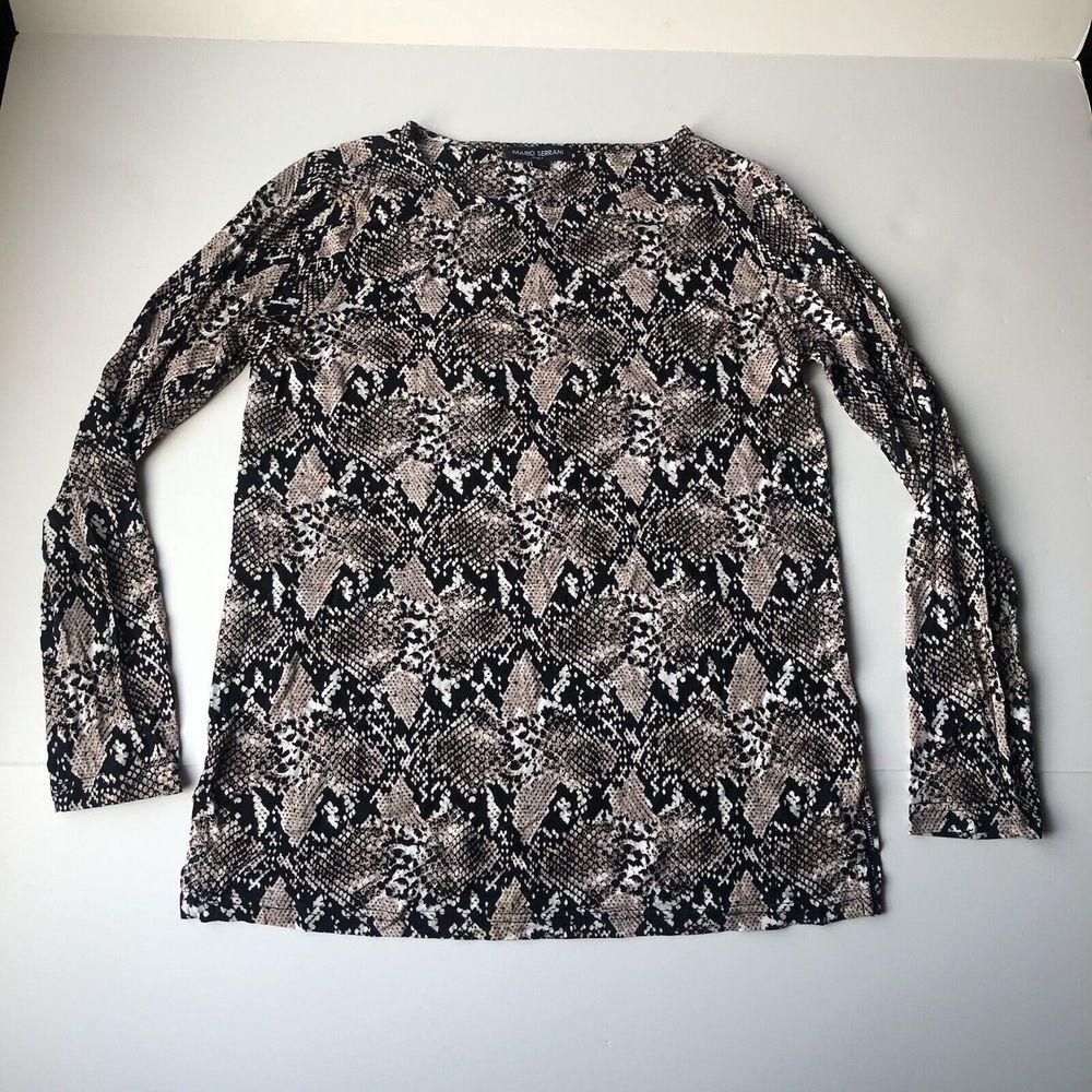 Mario Serrani Black Brown Snake Print Shirt Size XS